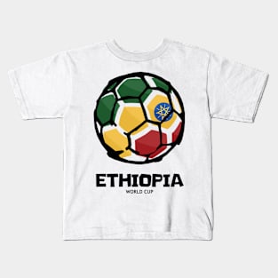 Ethiopia Football Country Flag Kids T-Shirt